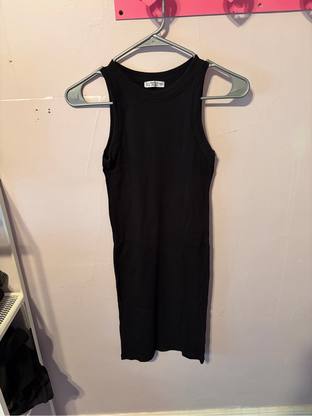 Mini ribbed Black dress with High Neck